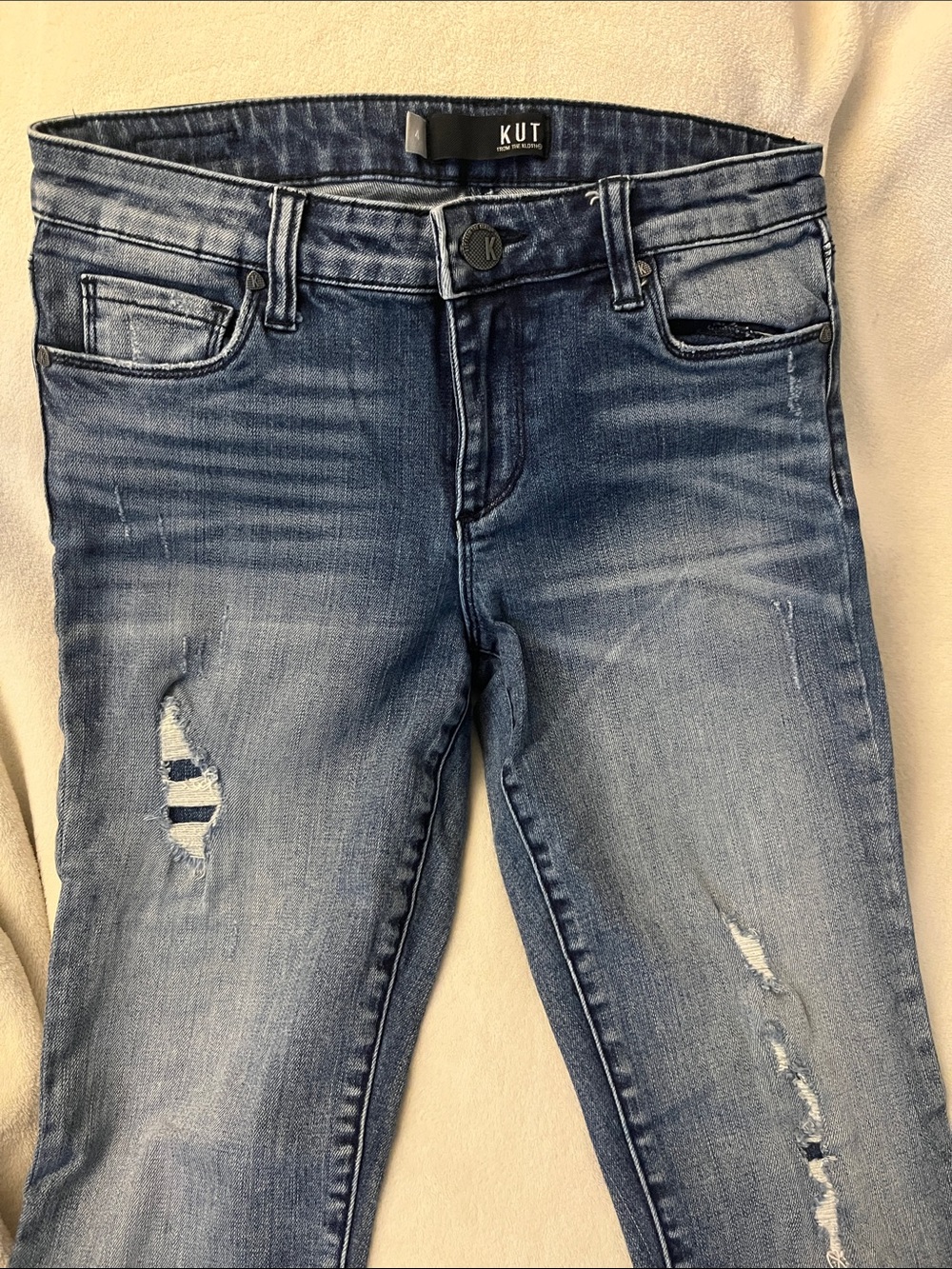 Kut from the Kloth Denim Women's Distressed Blue Skinny Jeans